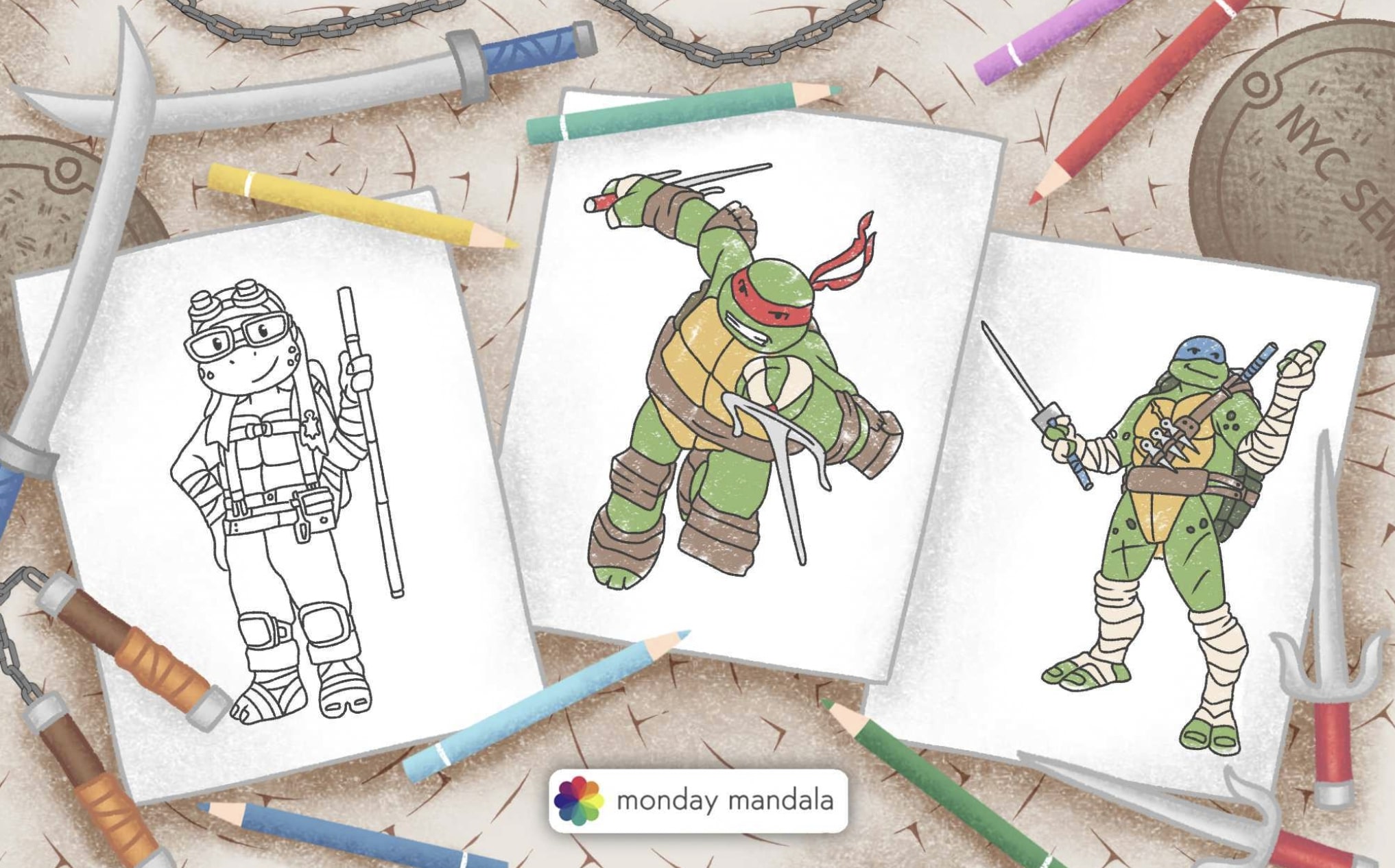 Ninja turtles coloring pages free pdf printables