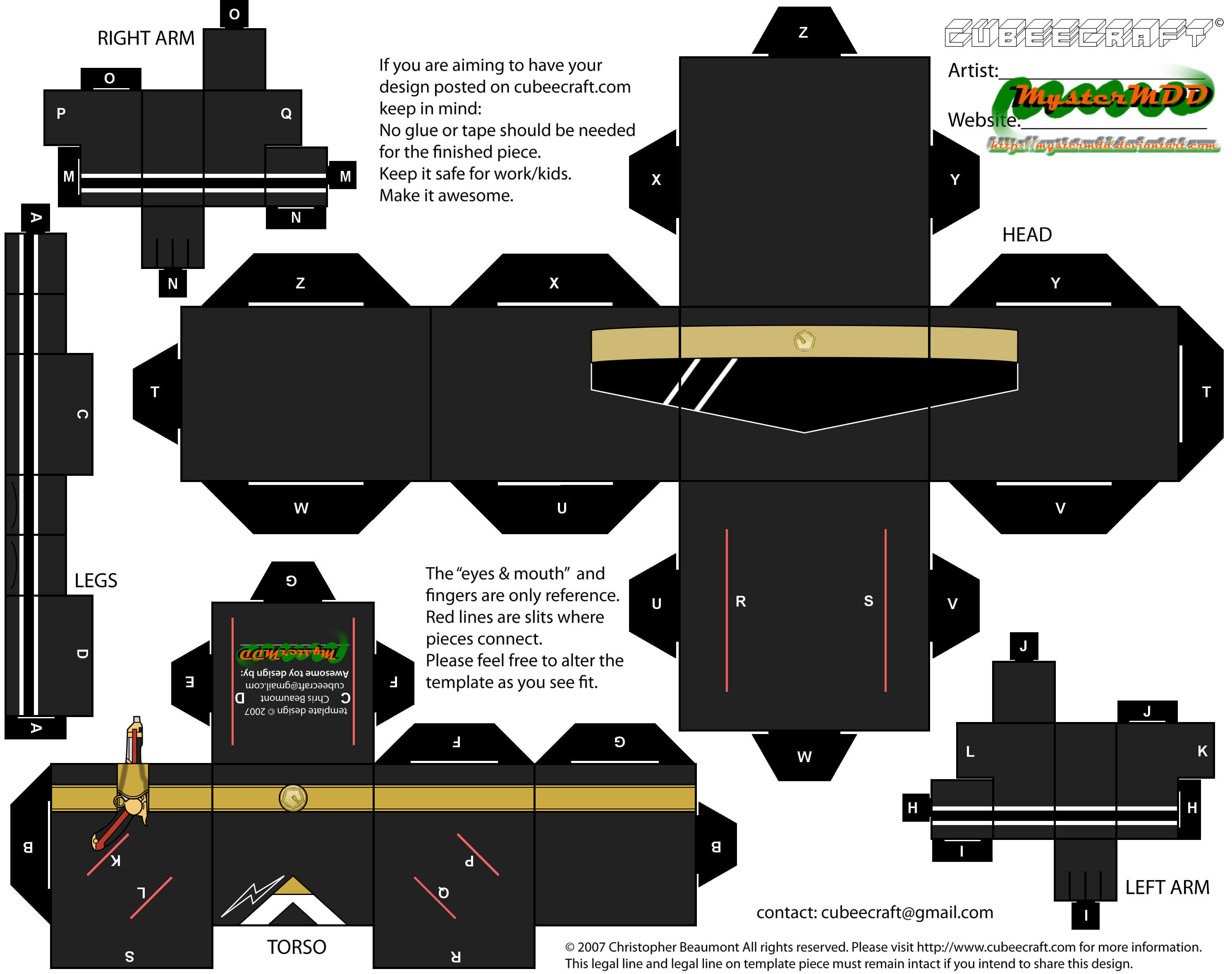 Mighty morphin power rangers paper toy free printable papercraft templates