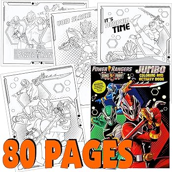 Trisens power rangers dino charge coloring book and stickers super set bundle dino chargers coloring book with power rangers dino chargers stickers specialty door hanger toys games