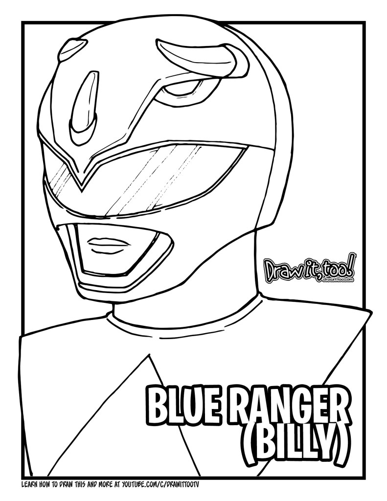 How to draw the blue ranger billy mighty morphin power rangers drawing tutorial