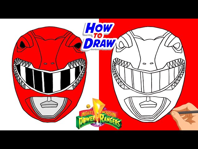 Red ranger ask helet how to easy draw and coloring ighty orphin power rangers ask