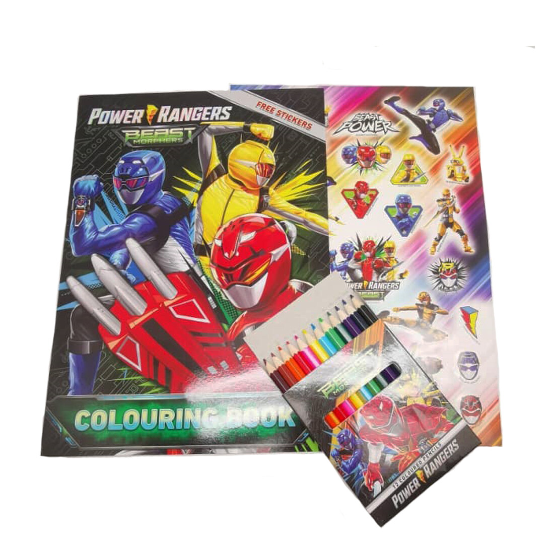 Power ranger beast morphers coloring book with color pencil set