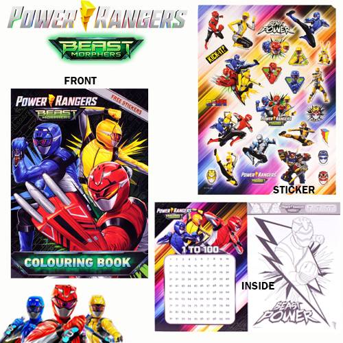 Power rangers beast morphers set colouring book with colour pencils free stickers malaysia