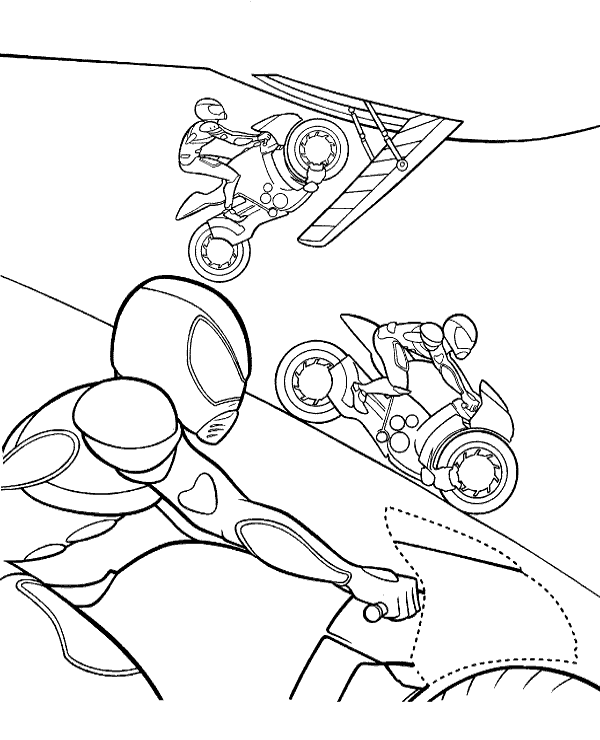 Futuristic bikes coloring page for kids