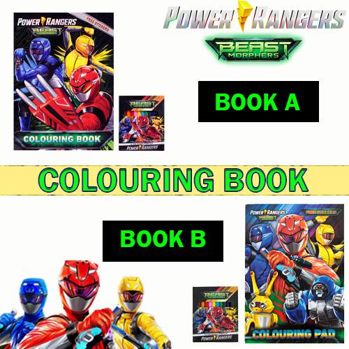 Power rangers beast morphers set colouring book with colour pencils free stickers malaysia