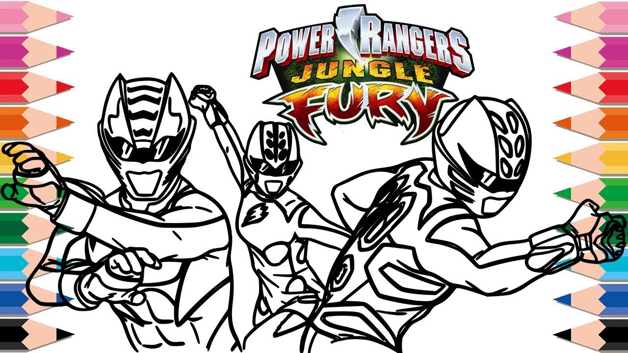 How to draw power rangers jungle fury coloring pages for kids learn colors superheroes for children