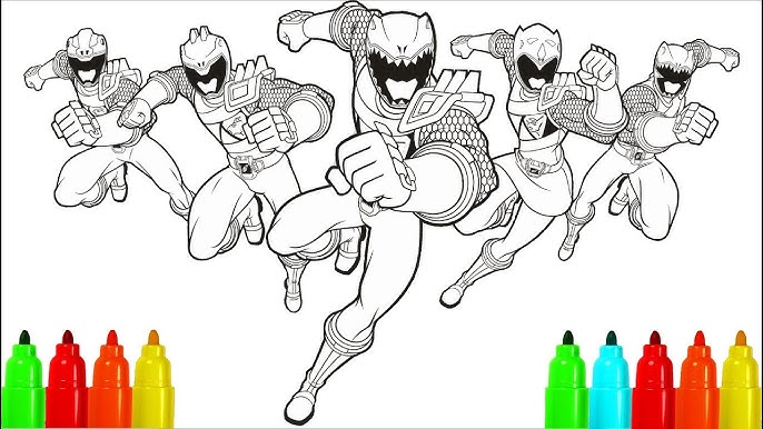 Power rangers dino charge coloring pages colouring pages for kids with colored markers