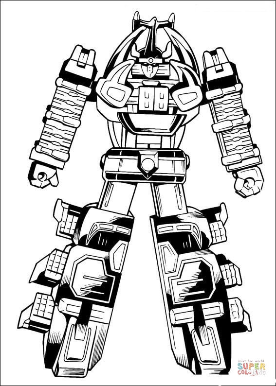 The megazord is ready to fight coloring page free printable coloring pages