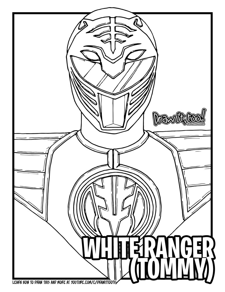 How to draw white ranger tommy mighty morphin power rangers drawing tutorial