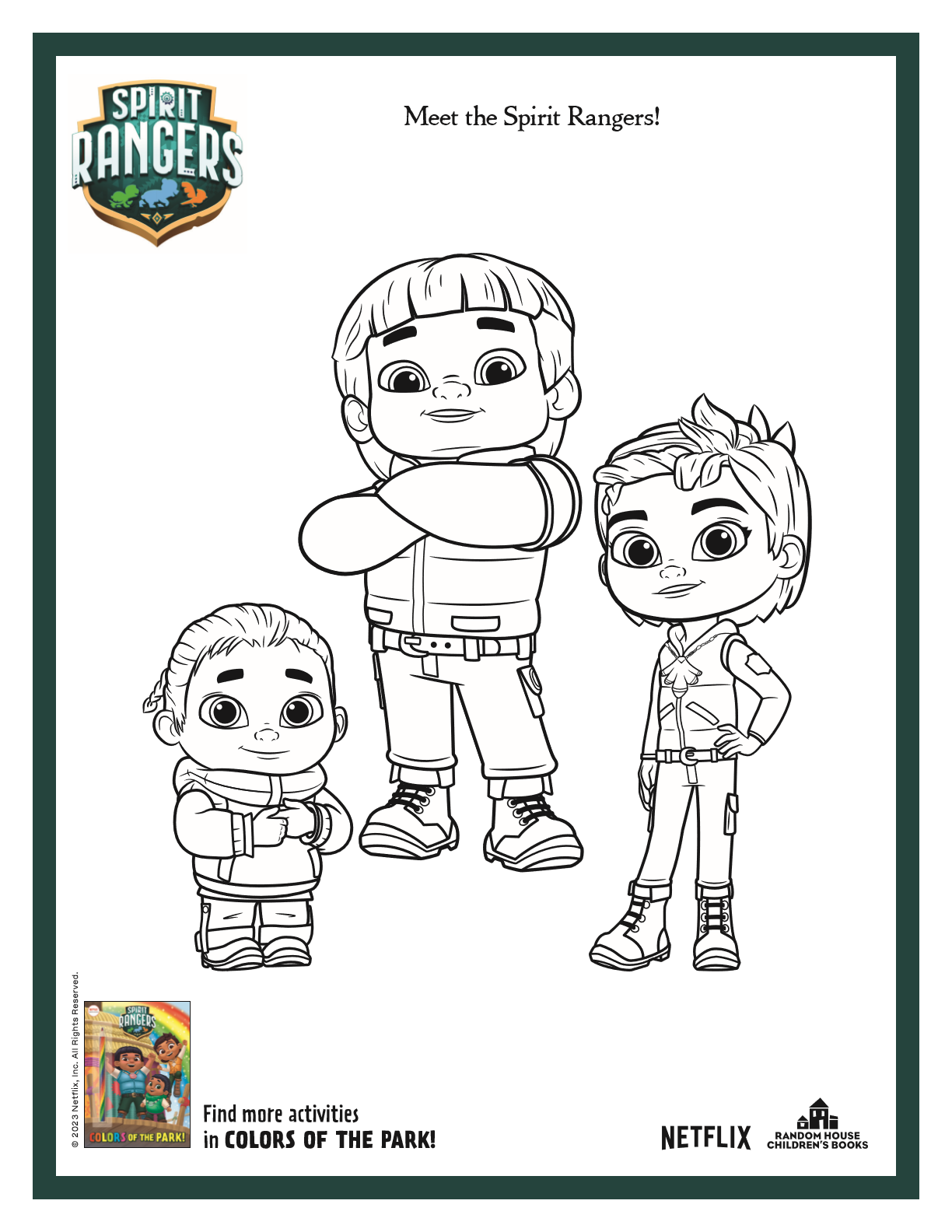 Spirit rangers characters coloring page