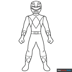 Power ranger for beginners coloring page easy drawing guides