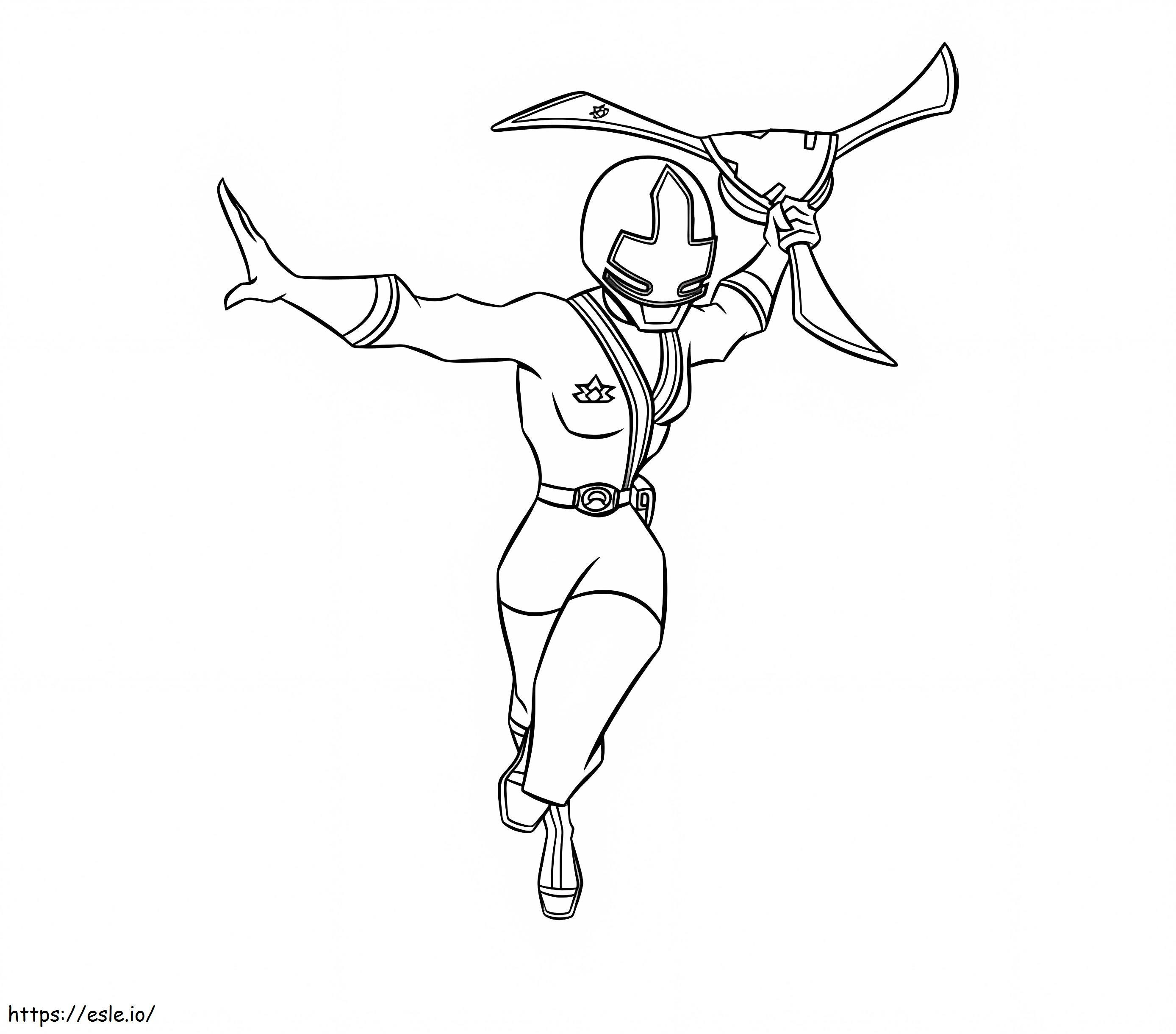 Power ranger samurai con arma coloring page