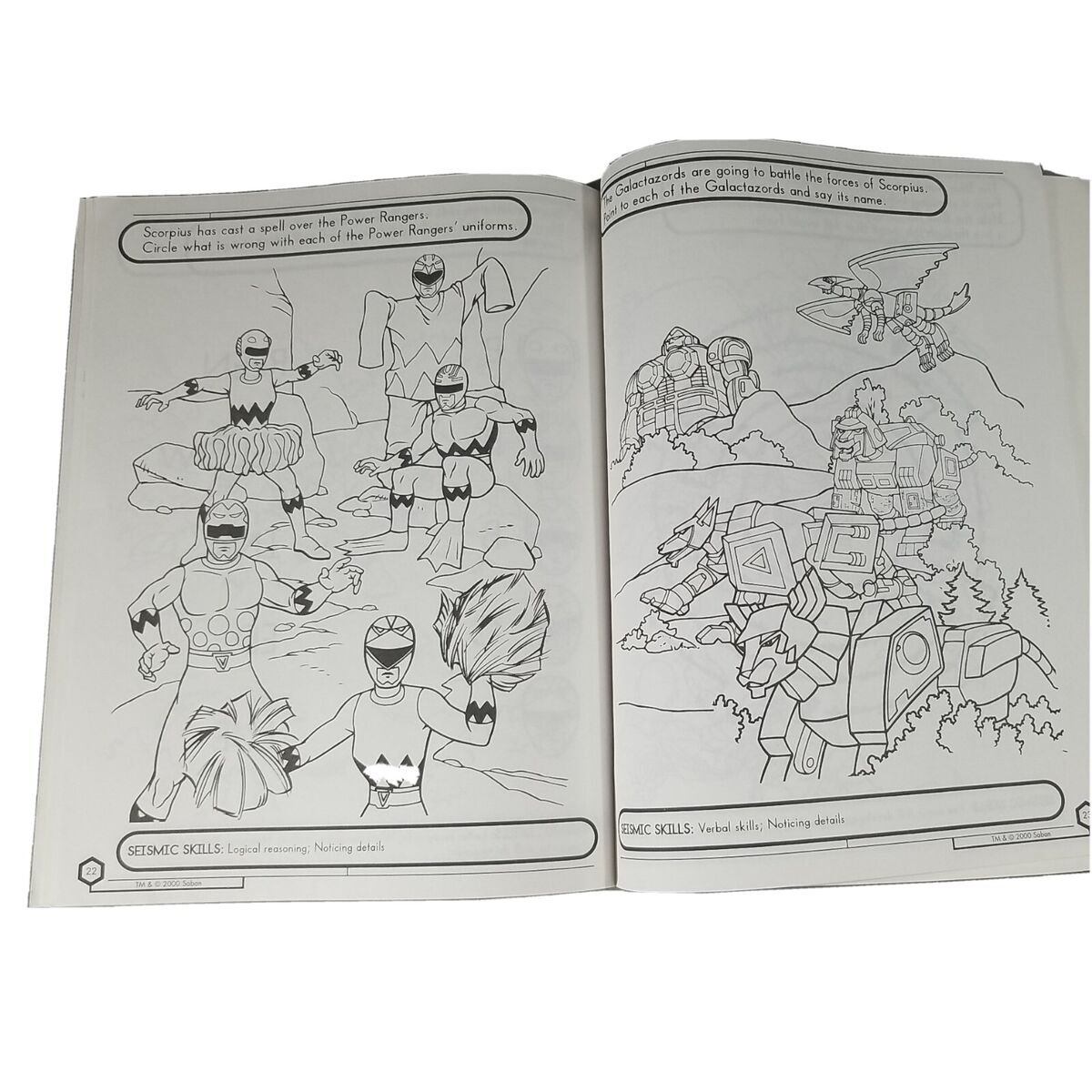 Vintage power rangers galaxy skill builder workbook coloring book edutional