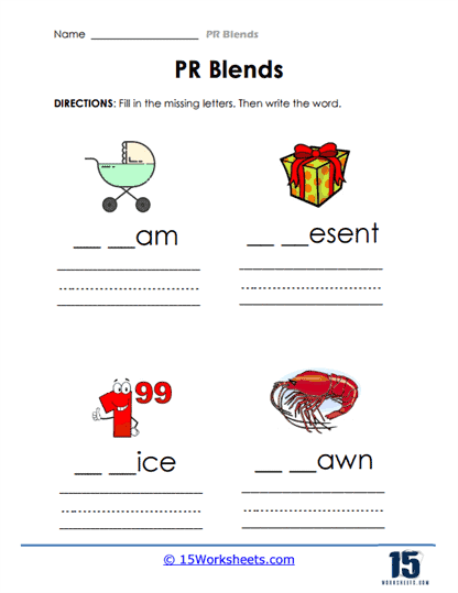 Pr blends worksheets