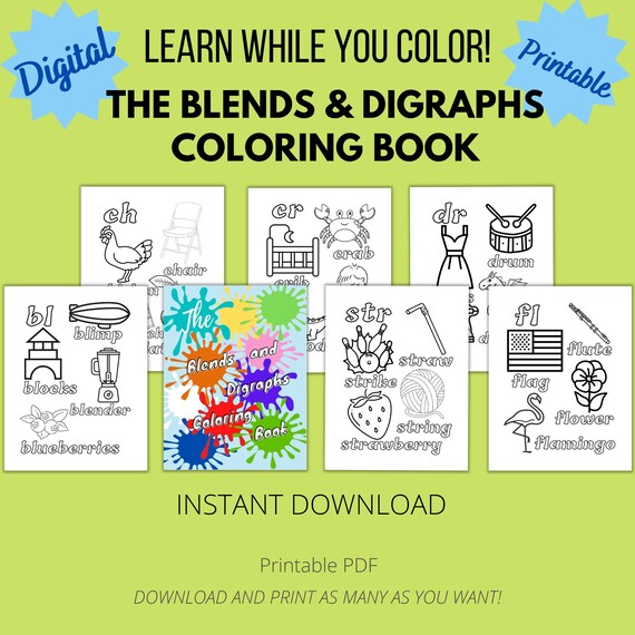 Blends and digraphs coloring bookblends and digraphs coloring pagesphonics coloring bookphonics coloring pagescoloring pages