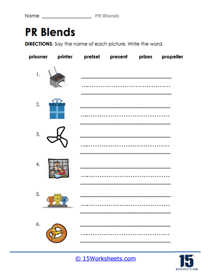 Pr blends worksheets