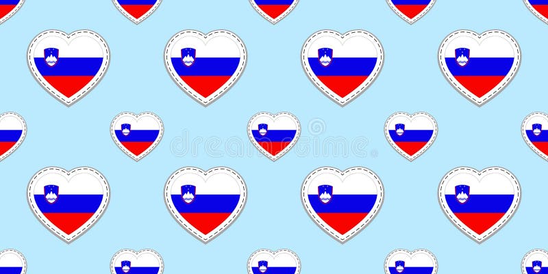Slovenia flags background slovenian flag seamless pattern vector stikers love hearts symbols stock vector