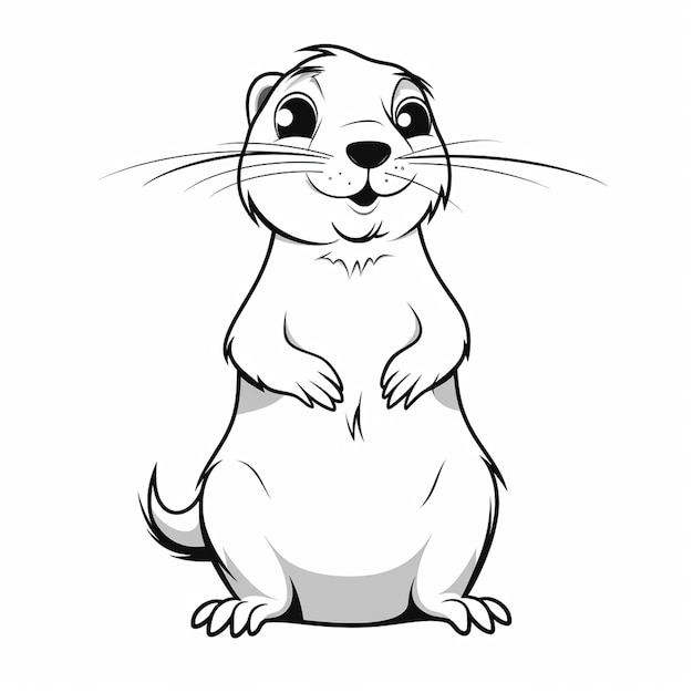 Premium ai image prairie dog kindergarden art cute flat coloring book kawaii line art