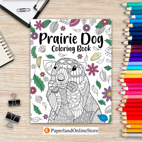 Prairie dog coloring book coloring books for adults gifts for prairie dog lovers floral mandala coloring pages animal coloring book