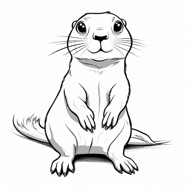 Premium ai image prairie dog adorable art hand drawn flat coloring book kawaii line art