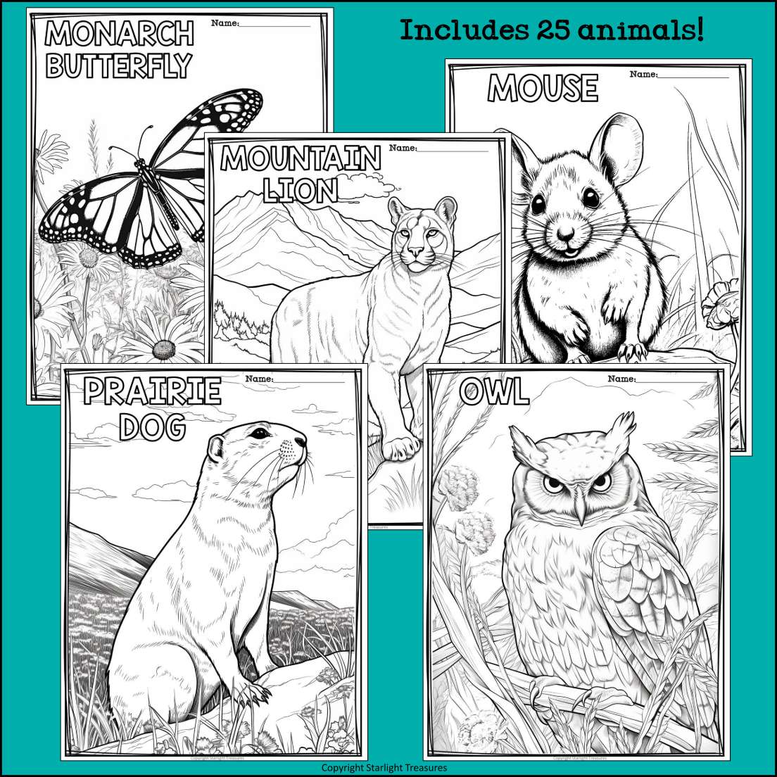 Prairie animals research posters coloring pages