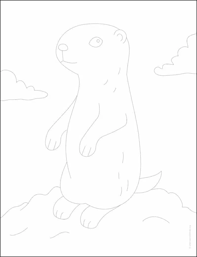 Easy how to draw a prairie dog tutorial and prairie dog coloring page