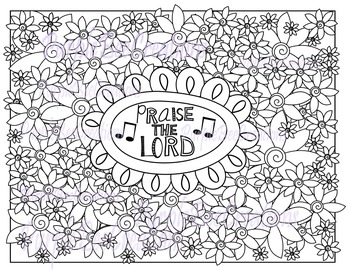 Coloring page praise the lord coloring page with flowers tpt