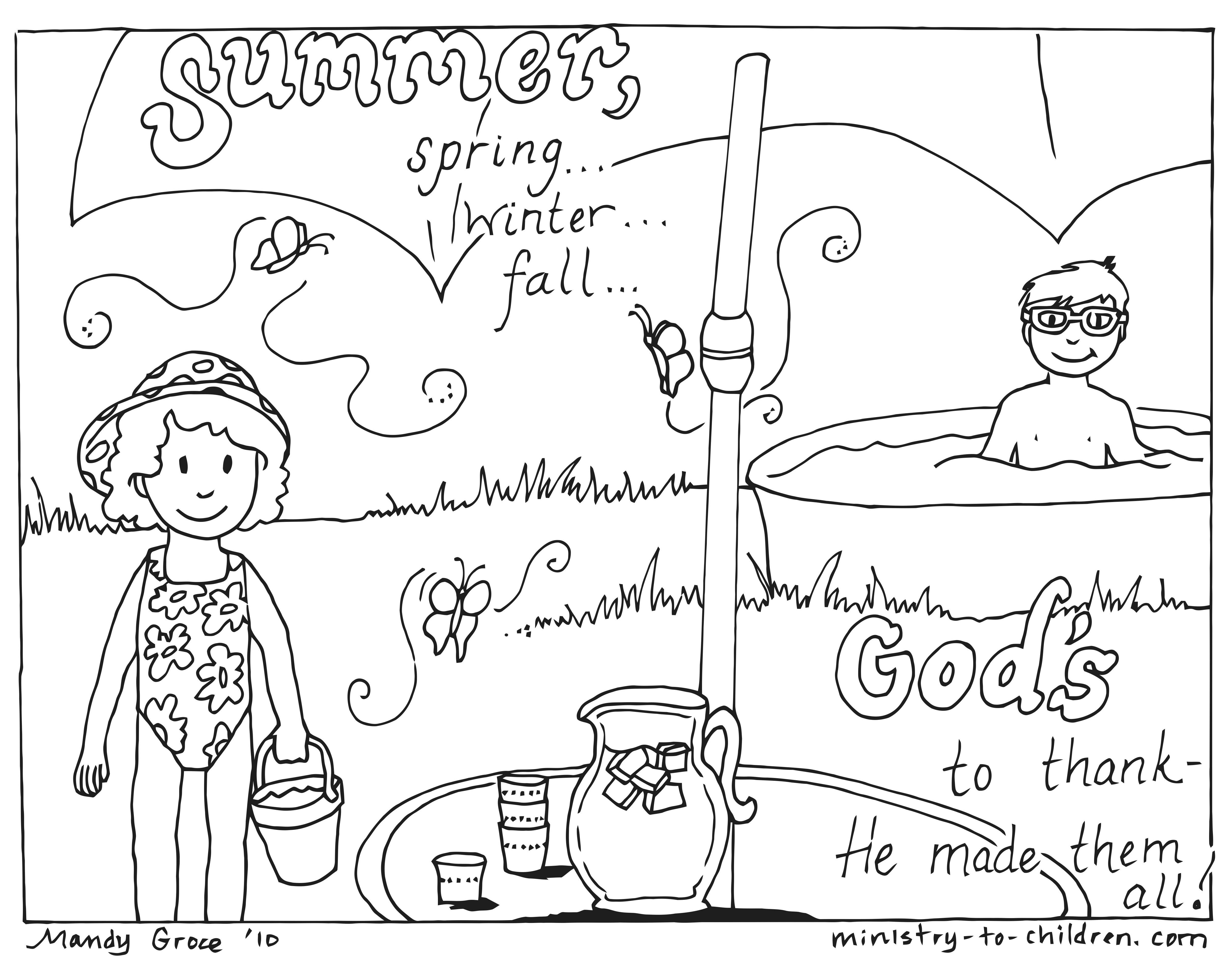 Praise god for summerâ coloring pages â sunday school