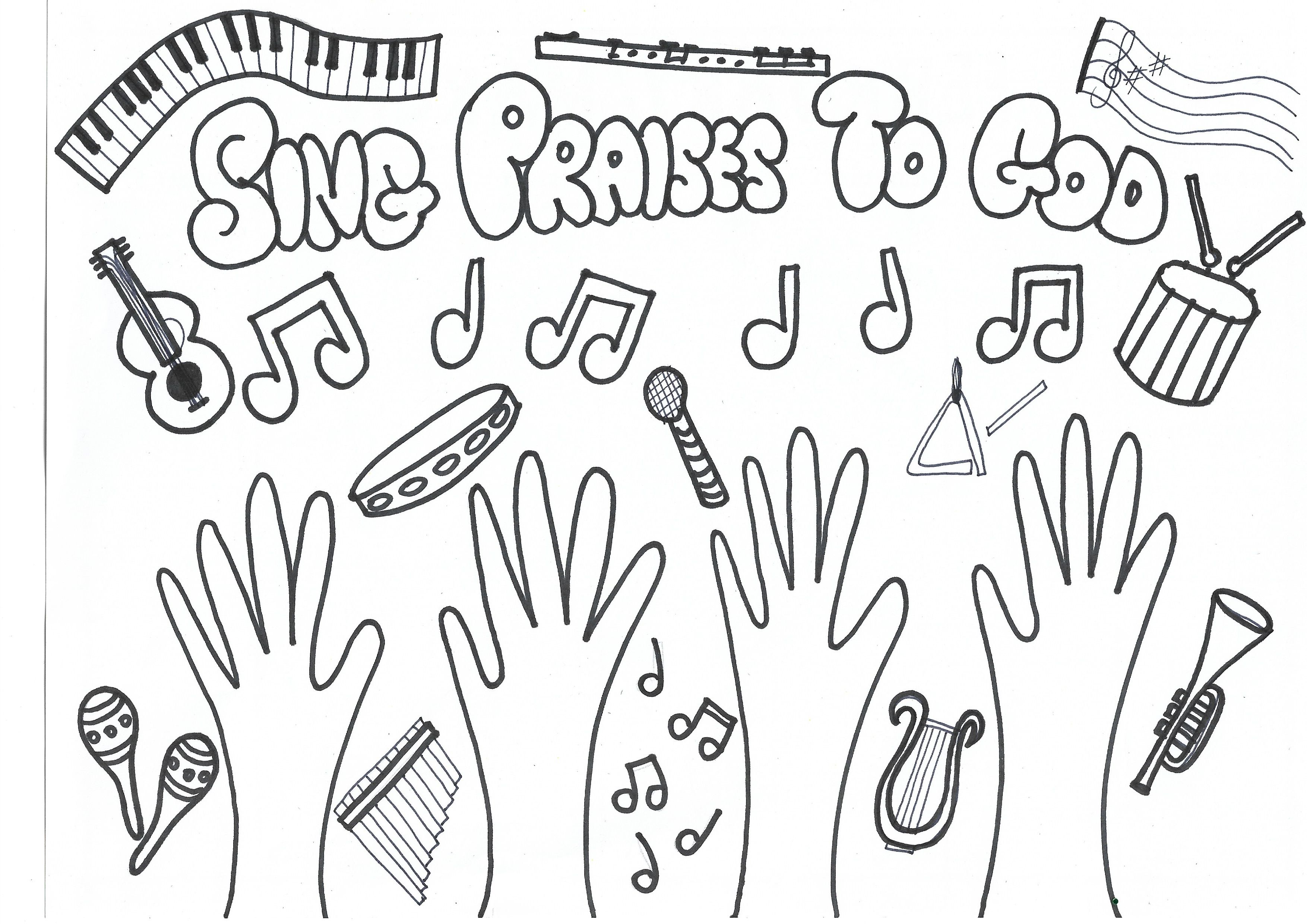 Singing praises colouring page coloring pages bible school crafts bible crafts for kids