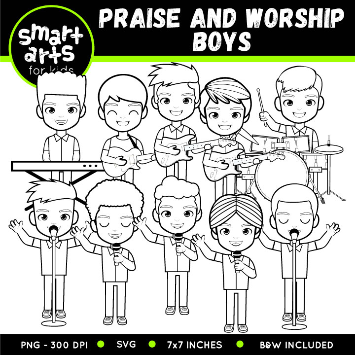 Praise and worship boys clip art