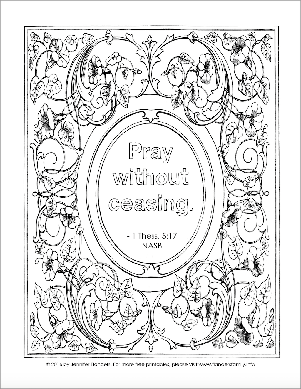 Pray without ceasing coloring page