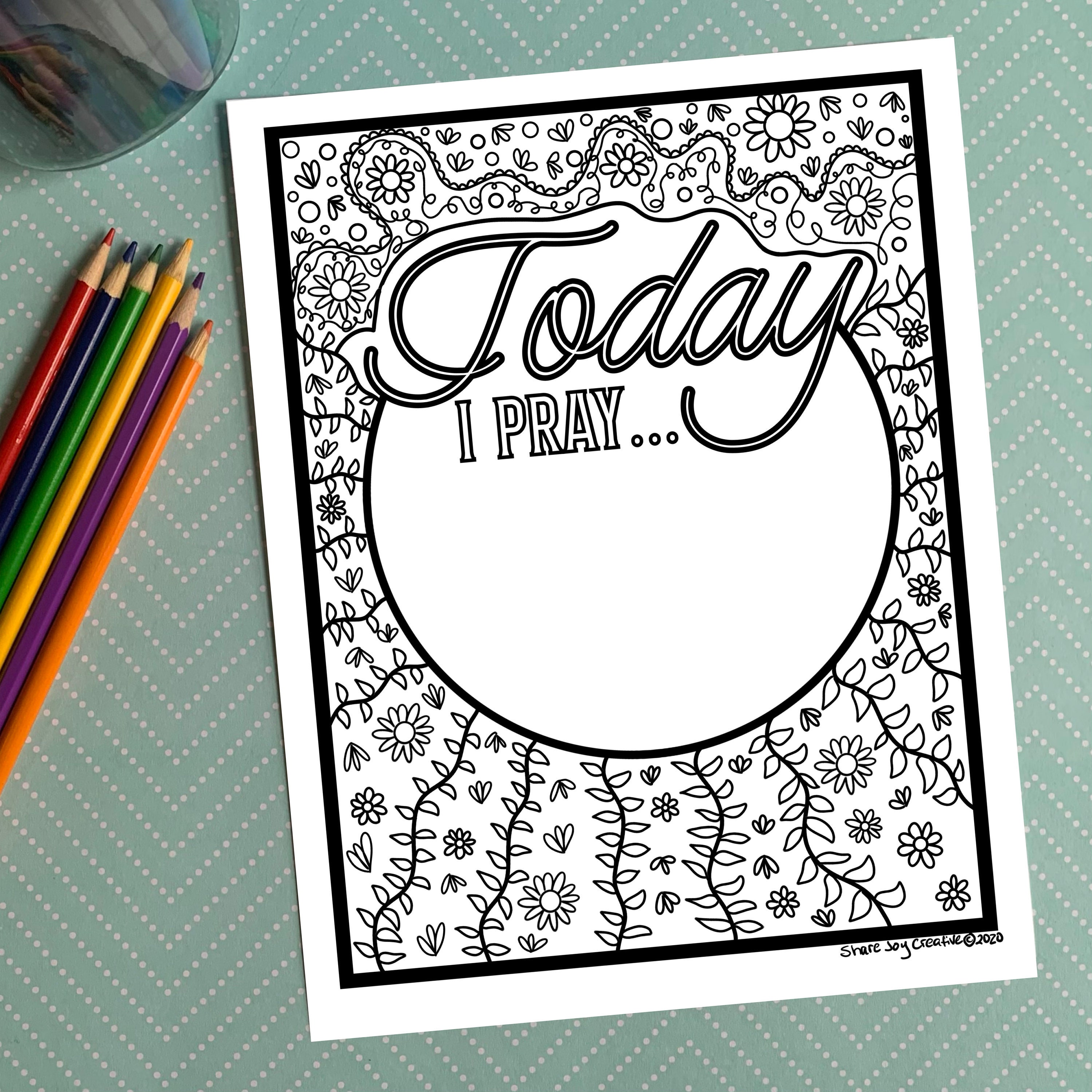 Today i pray coloring page digital download printable coloring page downloadable pdf prayer page encouragement