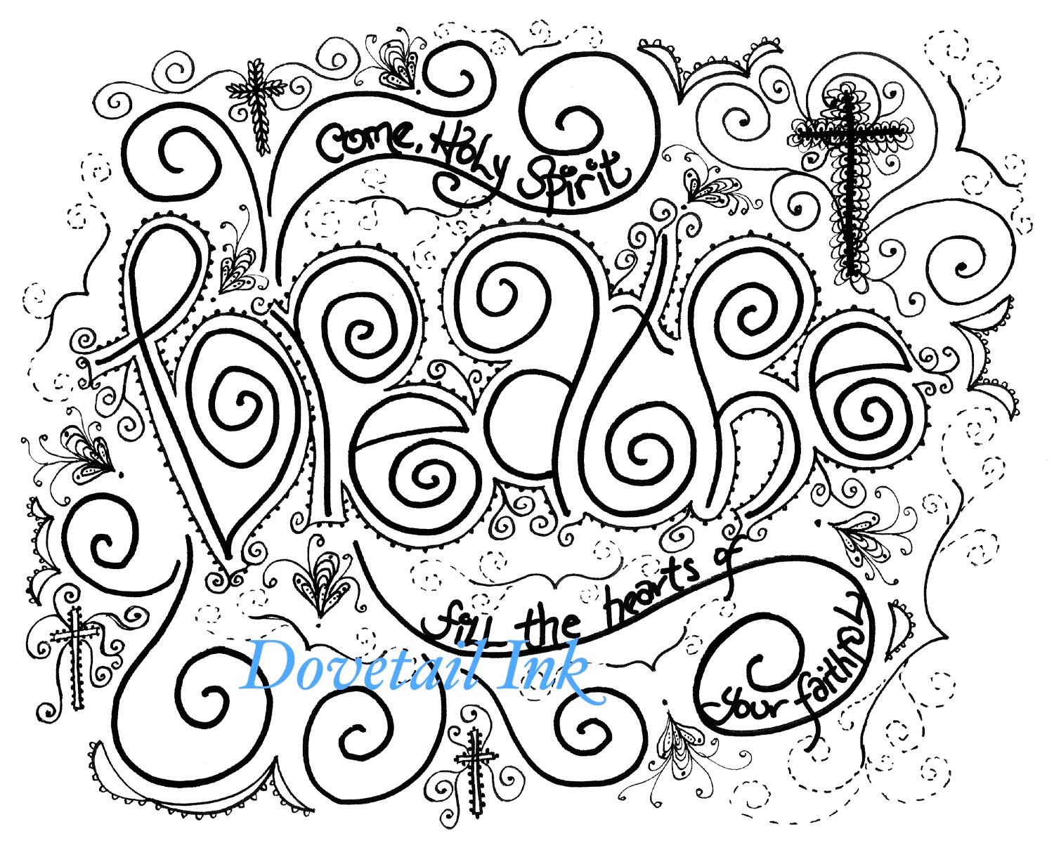 Printable set of e holy spirit christian prayer coloring pages for grownups