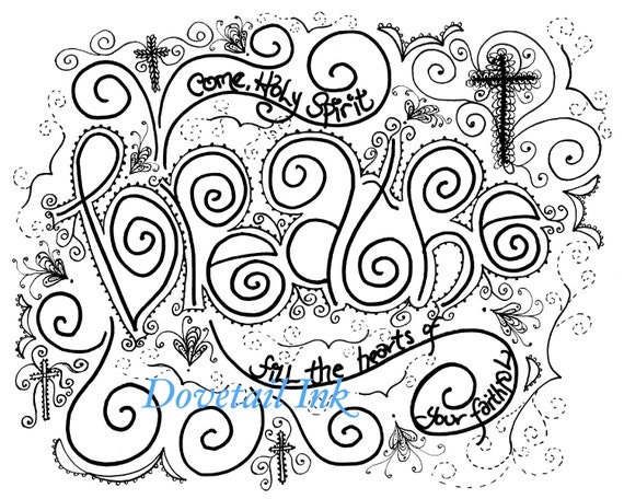 Printable set of e holy spirit christian prayer coloring pages for grownups