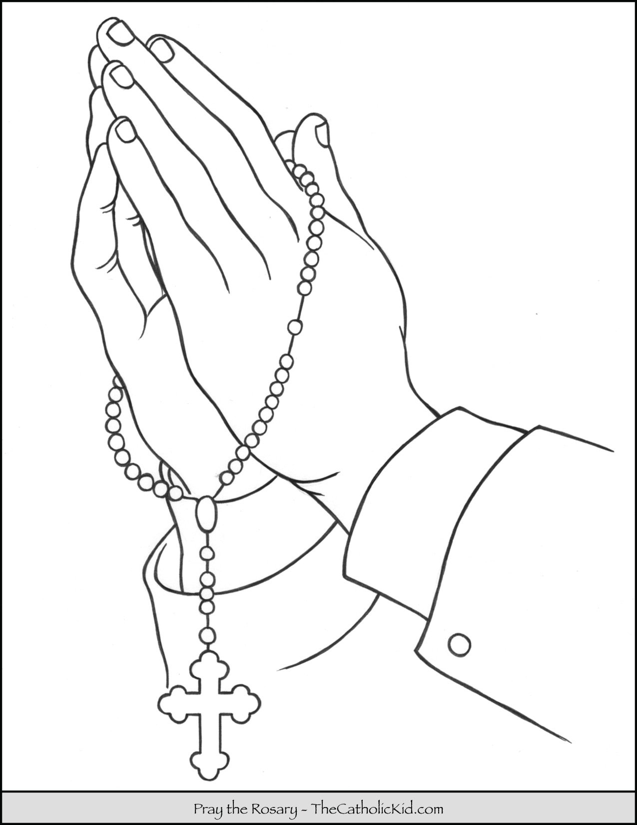 Rosary hands praying coloring page