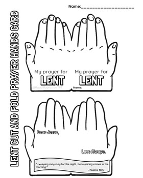 Lent cut and fold prayer hands card craft catholic education by rapid rubrics
