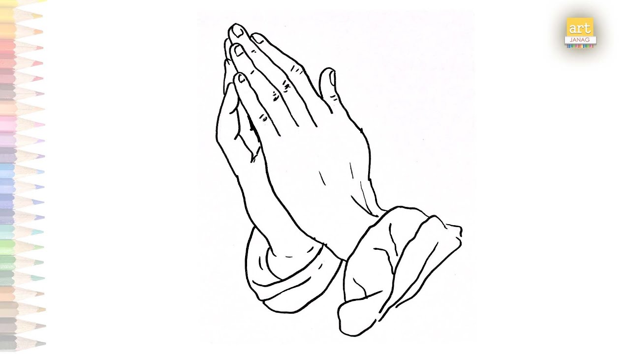 Prayer hands drawing with sketch pen how to draw prayer hands step by step hands drawing art