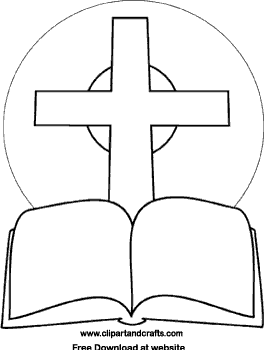 Printable easter coloring page bible with cross and sunrise