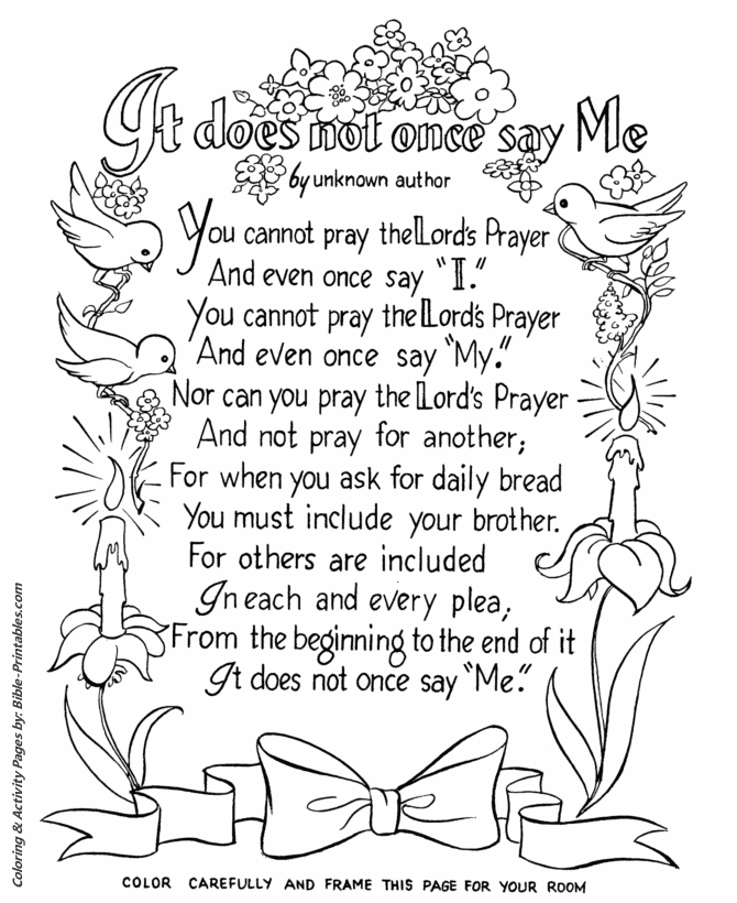 The lords prayer coloring pages p bible