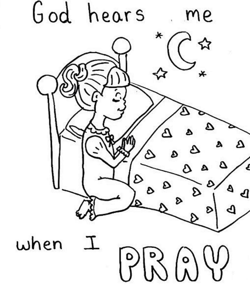 God hears me when i pray coloring page