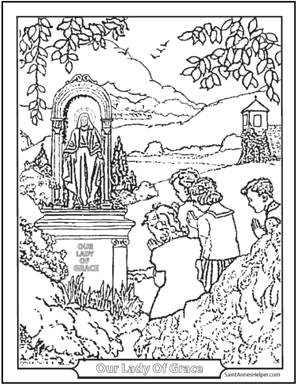 Praying coloring pages ââ roman catholic prayers children at shrine