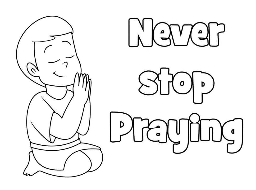 Never stop praying coloring page