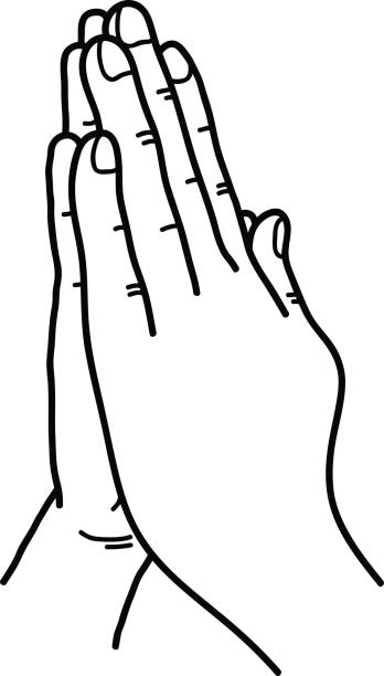 Praying hands doodle stock illustration