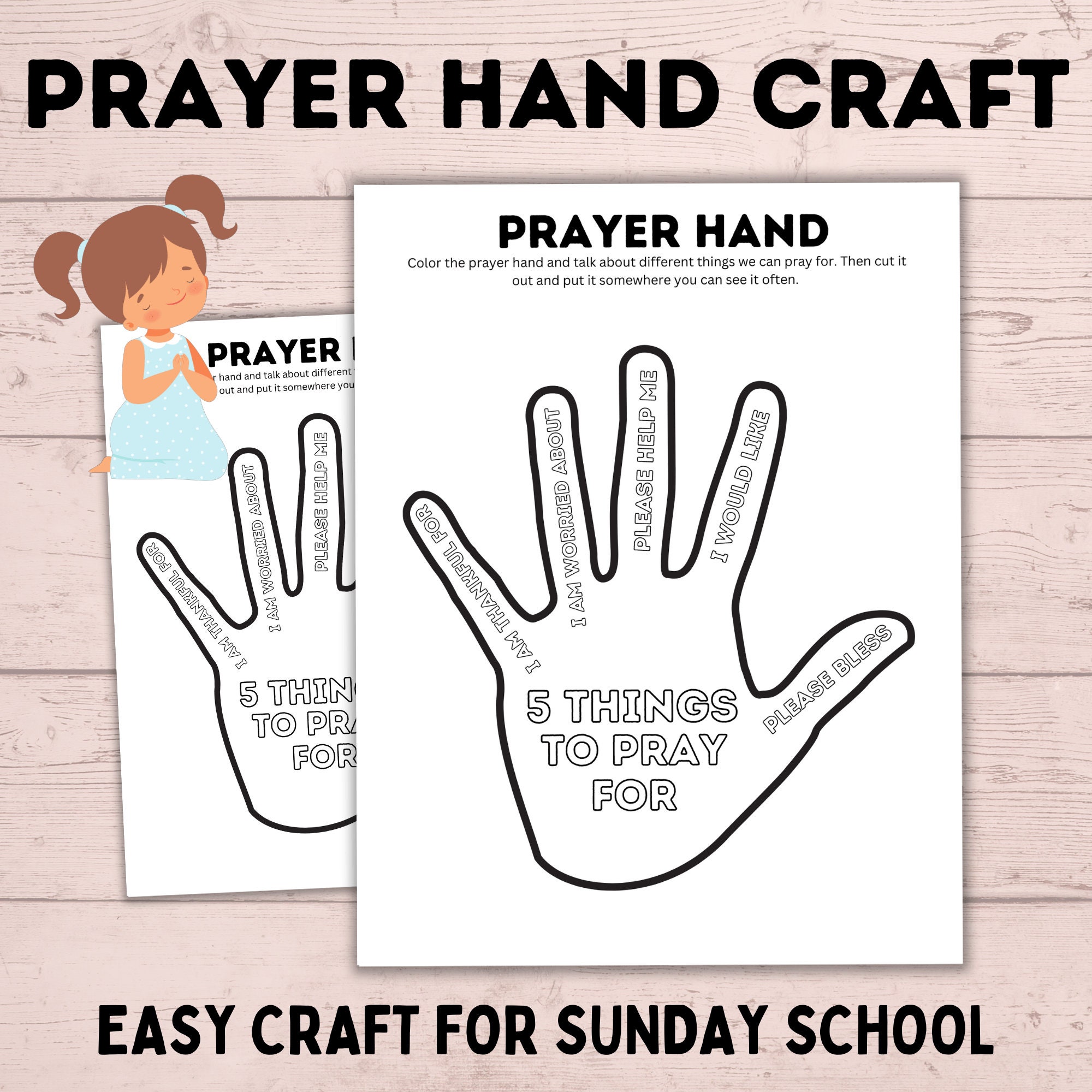 Prayer hand craft kids craft prayer craft prayer activities crafts for kids toddler craft kids printables sunday school instant download