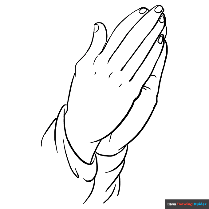 Praying hands coloring page easy drawing guides