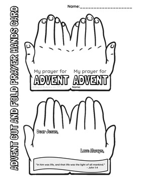 Advent cut and fold prayer hand card craft