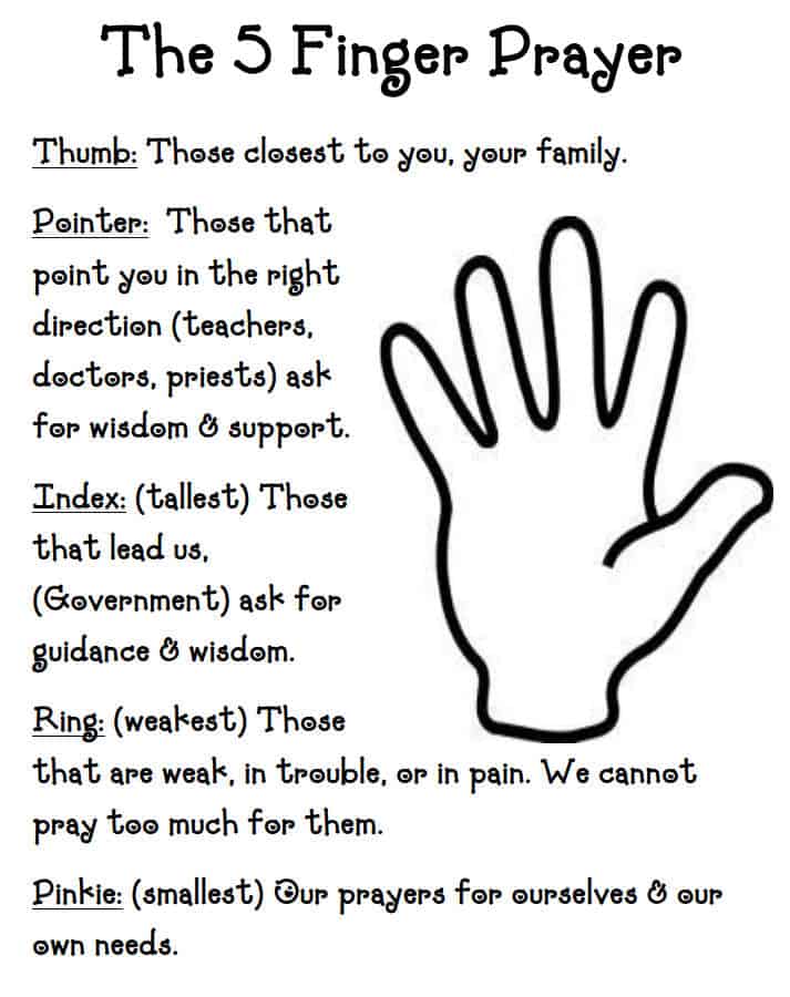 Five finger prayer for children easy print pdf ministry