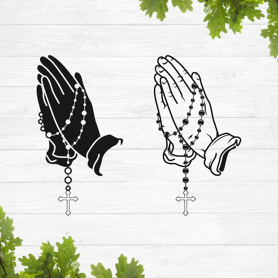 Praying hands with rosary svg prayer hands svg religious svg