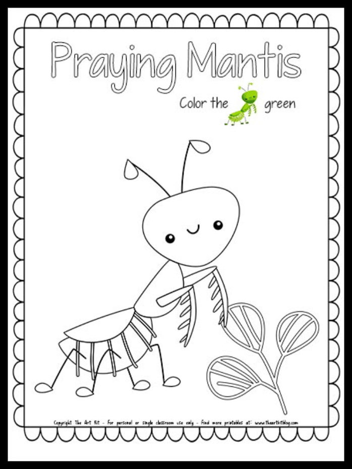 Praying mantis coloring page free homeschool deals
