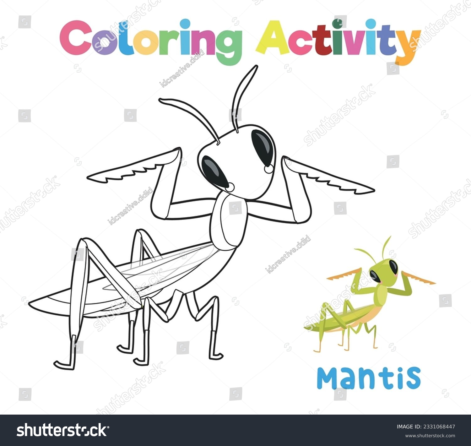 Coloring mantis colouring page insect coloring stock vector royalty free